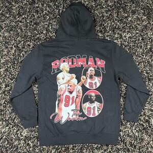 Dennis Rodman The Worm Bulls NBA Black‎ Men’s Hoodie Sz L New